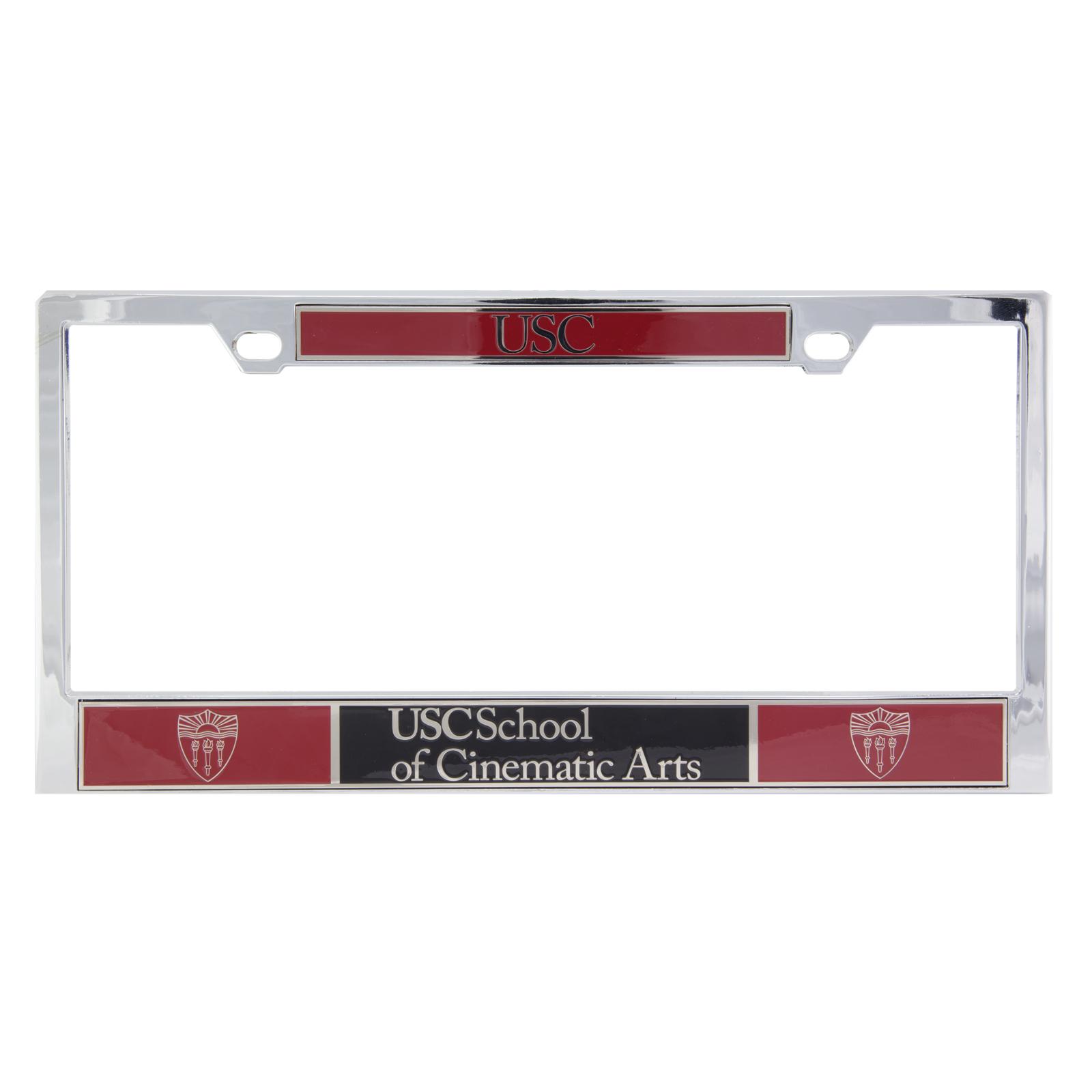 USC Shield Cinematic Arts License Plate Frame Chrome by The U Apparel & Gifts image01